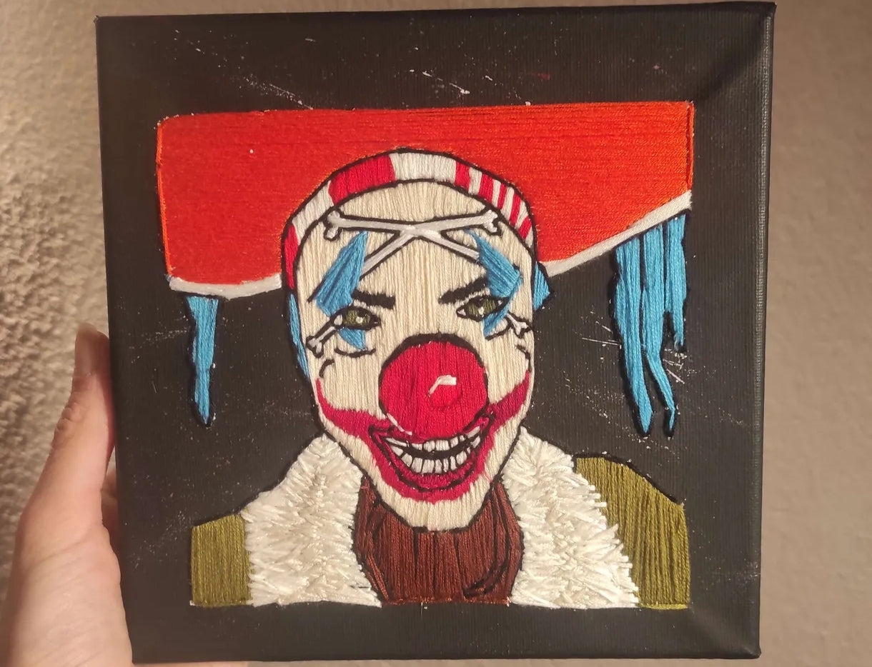 Tableau brodé clown pirate