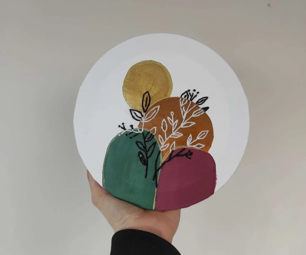 Tableau rond broderie minimaliste